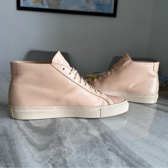 Common Projects Original Achilles Blush Pink Mid Top Leather Sneakers